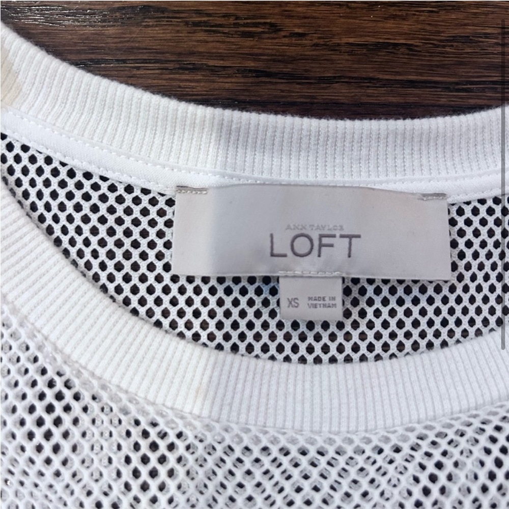 LOFT White Lace Blouse with Mesh Details - Picture 2 of 3